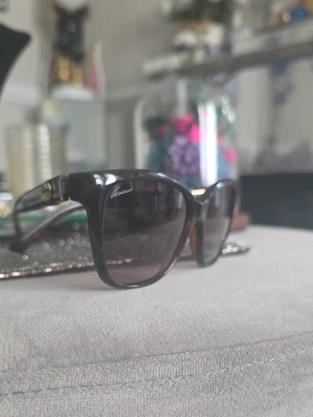 Gucci Brown Tortoiseshell Sunglasses with Dark Brown Lenses